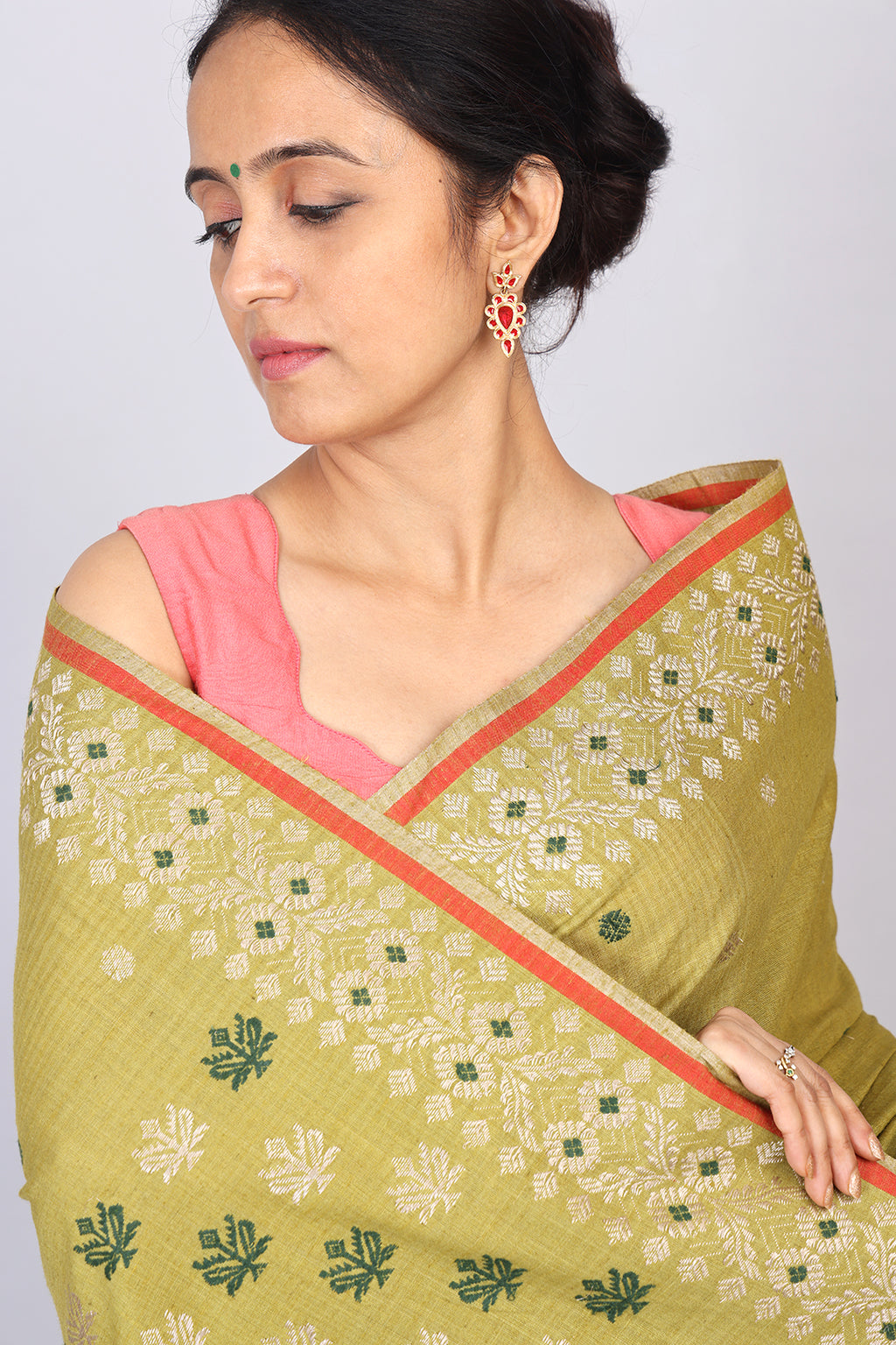 Priyanka lime Green Eri Silk saree