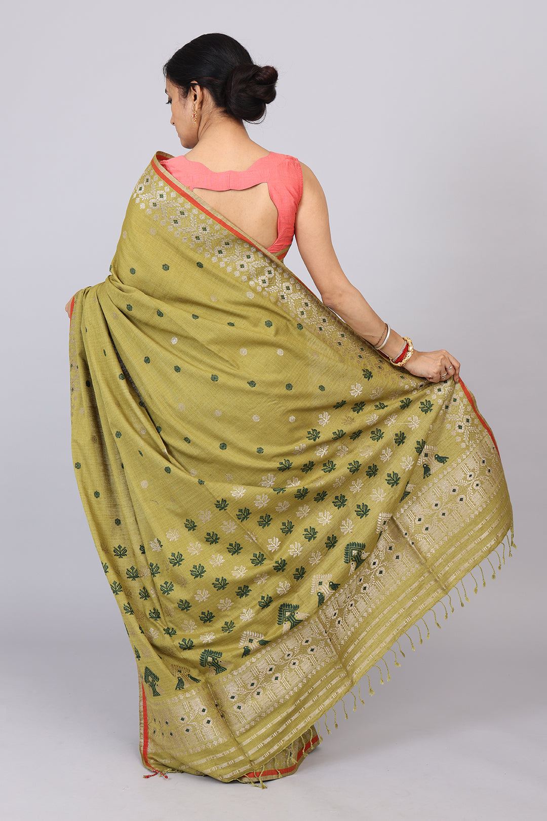 Priyanka lime Green Eri Silk saree