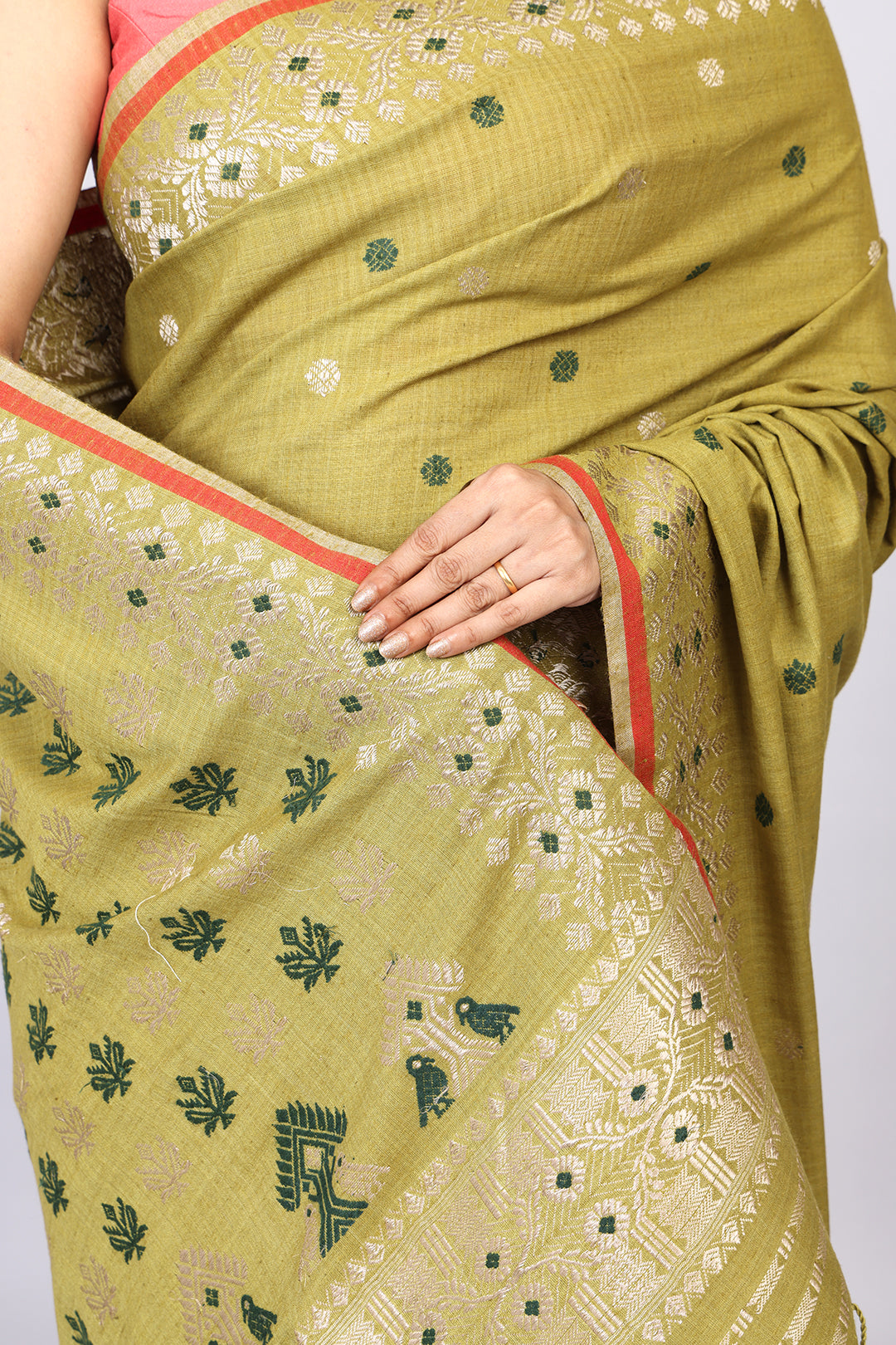 Priyanka lime Green Eri Silk saree